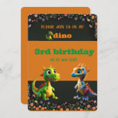Invitation dinasaur joli anniversaire (Devant / Derrière)