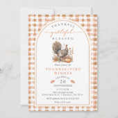 Invitation Dinde à l'aquarelle d'automne Gingham Thanksgiving (Devant)