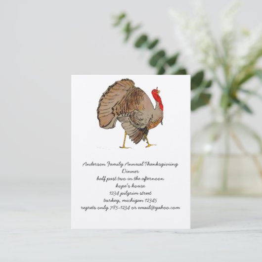 Invitation Dinde d'action de la couleur complète (Debout devant)