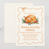 Invitation Dinde de dîner de Thanksgiving (Devant / Derrière)