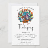 Invitation Dinde de dîner de Thanksgiving Aquarelle  (Devant)
