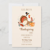 Invitation Dinde de Thanksgiving avec citrouilles, feuillage (Devant)