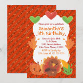 Invitation Dinde de Thanksgiving Citrouille Maïs doux Anniver (Devant / Derrière)