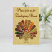 Invitation Dinde de Thanksgiving colorée et joyeuse (Debout devant)