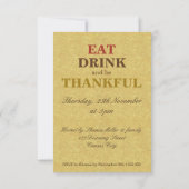 Invitation Dinde de Thanksgiving colorée et joyeuse (Dos)