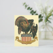 Invitation Dinde de Thanksgiving vintage, aigle, drapeau amér (Debout devant)
