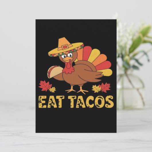 Invitation Dinde drôle de Thanksgiving mangeant des tacos (Debout devant)