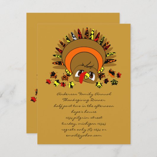 Invitation Dinde Mignonne (Devant / Derrière)