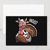 Invitation Dinde Moo drôle de Thanksgiving  (Devant / Derrière)