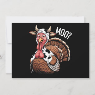 Invitation Dinde Moo drôle de Thanksgiving 