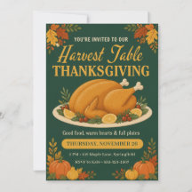 Dinde Rôtie de Table de Récolte Verte Thanksgiving