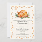 Invitation Dinde rôtie de Thanksgiving espagnol orange Bow (Devant)