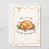 Invitation Dinde rôtie de Thanksgiving espagnol orange Bow (Dos)