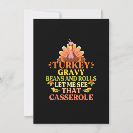 Invitation Dinde, sauce, haricots et pains, laissez-moi voir  (Devant)