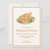 Invitation Dindon de Thanksgiving à l'aquarelle (Devant)