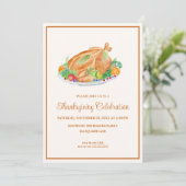 Invitation Dindon de Thanksgiving à l'aquarelle (Debout devant)