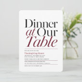 Invitation Dîner à notre table Thanksgiving (Debout devant)
