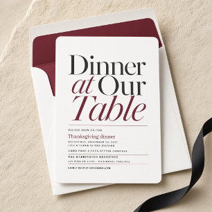 Invitation Dîner à notre table Thanksgiving