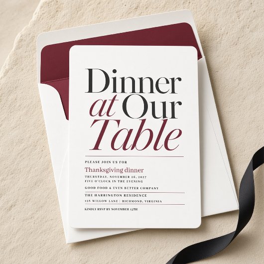 Invitation Dîner à notre table Thanksgiving