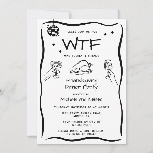 Invitation Dîner Amical Dessiné À La Main (Devant)