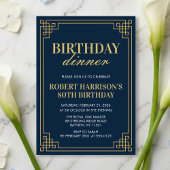 Invitation Dîner Anniversaire Élégant Bleu Marine