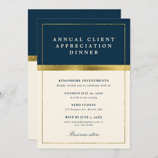 Invitation Dîner annuel d'appréciation du client (Devant / Derrière)