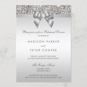 Invitation Dîner argenté de répétition d'arc de paillettes de
