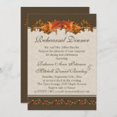 Invitation Dîner automnal rouge et brun de répétition de (Devant / Derrière)