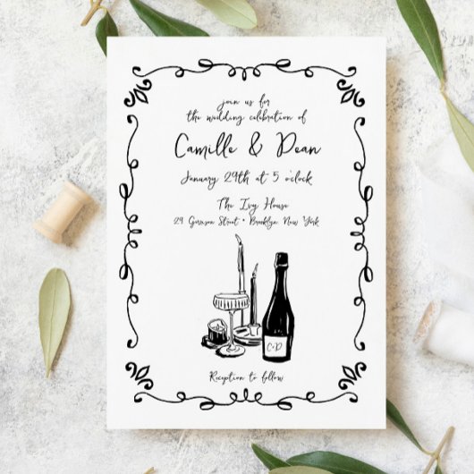 Invitation Dîner avec la main de Whimsical