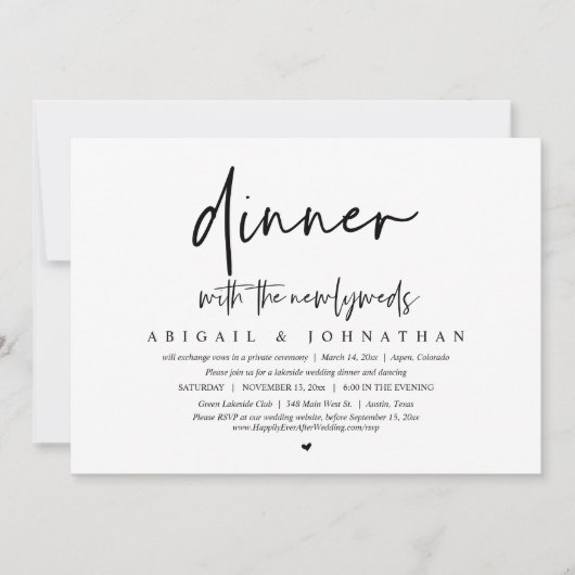 Invitation Dîner avec les jeunes mariés, fête de mariage inti (Devant)