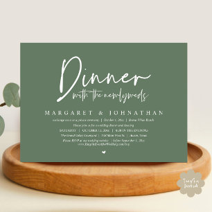 Invitation Dîner avec les nouveaux mariés, Mariage Elopement 