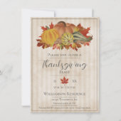 Invitation Dîner Beige Thanksgiving Citrouilles et Squash (Devant)