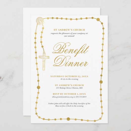 Invitation Dîner-bénéfice religieux (Devant / Derrière)