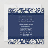 Invitation Dîner blanc bleu de répétition de damassé (Dos)