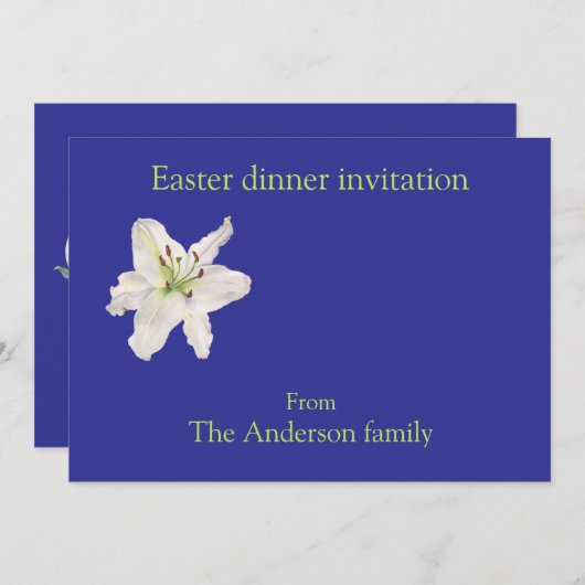 Invitation Dîner blanc Lily Pâques (Devant / Derrière)
