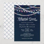Invitation Dîner bleu blanc de répétition de quirlandes (Devant / Derrière)