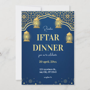 Invitation Dîner Blue Gold Ramadhan Iftar
