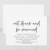 Invitation Diner, boire et être marié Dîner de répétition Mar (Devant / Derrière)