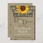 Invitation Dîner Burlap et Sunflower et danse (Devant / Derrière)