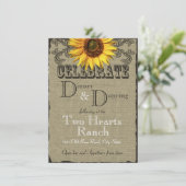 Invitation Dîner Burlap et Sunflower et danse (Debout devant)