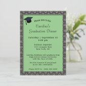 Invitation Dîner Cadre noir Casquette Lumière Vert Graduation (Debout devant)