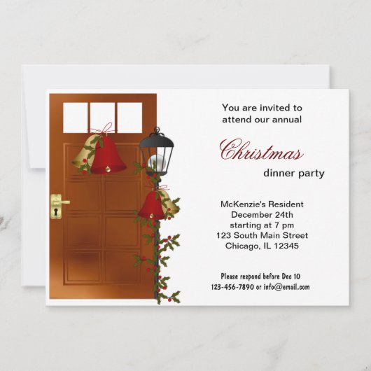 Invitation Dîner Christmas Bells (Devant)