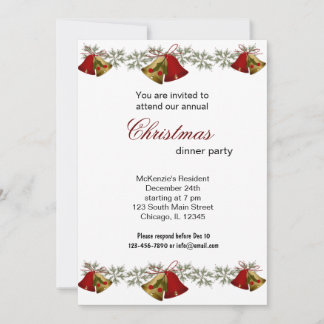 Invitation Dîner Christmas Bells