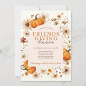 Invitation Dîner citrouille Floral Friendsgiving (Devant)