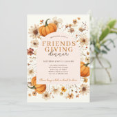Invitation Dîner citrouille Floral Friendsgiving (Debout devant)