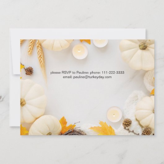 Invitation Dîner Citrouille Thanksgiving (Dos)