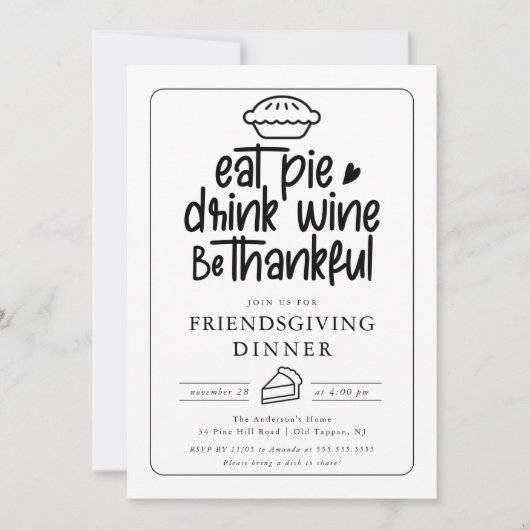 Invitation Dîner Convivial À La Pie (Devant)