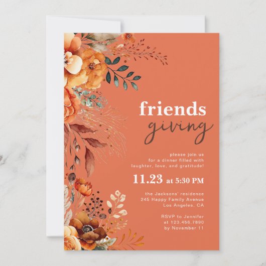 Invitation Dîner convivial floral (Devant)