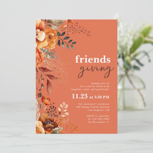 Invitation Dîner convivial floral (Debout devant)