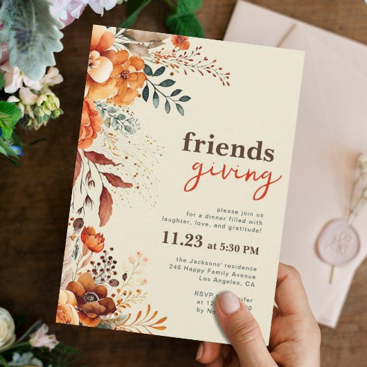 Invitation Dîner convivial floral